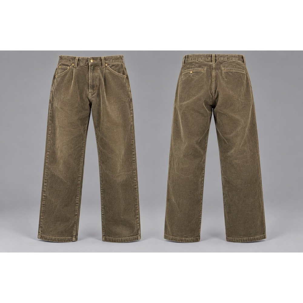 Vintage Duck Head Pleated Corduroy Pants Mens 36x32 Olive y2k